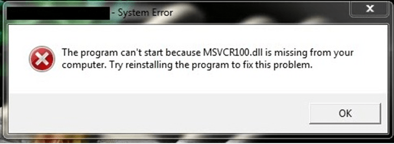 Библиотека 100 dll. Msvcr100.dll. Запуск программы невозможен отсутствует msvcr100 dll. Виндовс 10 ошибка msvcr100.dll. Windows 7 Error msvcr100 dll.